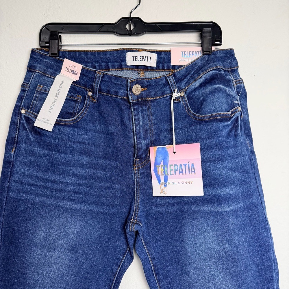 Telepatia Women's Dark Blue High-Rise Skinny Jeans - Picture 3 of 7